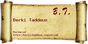 Berki Taddeus névjegykártya